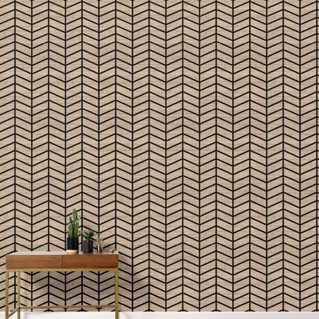 Papier Peint Marron clair Chevron Moderne Tendance (Couloir)