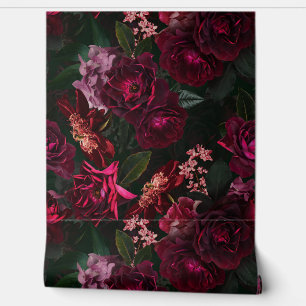 Papier Peint Maximalisme Real Moody Roses Florals Fond d'écran