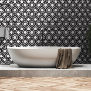 Papier Peint MCM moderne noir et blanc du milieu du siècle