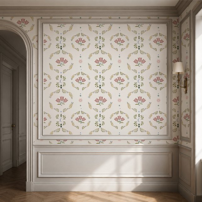 Papier Peint Médaillon Floral Blush Folk (Créateur téléchargé)