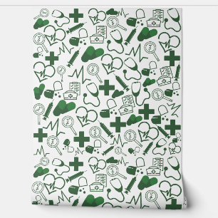 Papier Peint Médicale thème vert Peel Stick Healthcare Decor