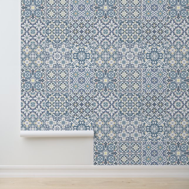 Papier Peint Mediterranean Tiles, Moroccan, Majolica, Azulejo (Application)