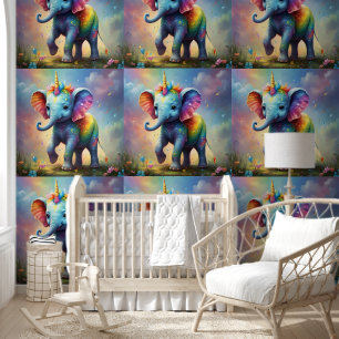 Papier Peint Merveilles radieuses : L'éléphant bébé licorne arc