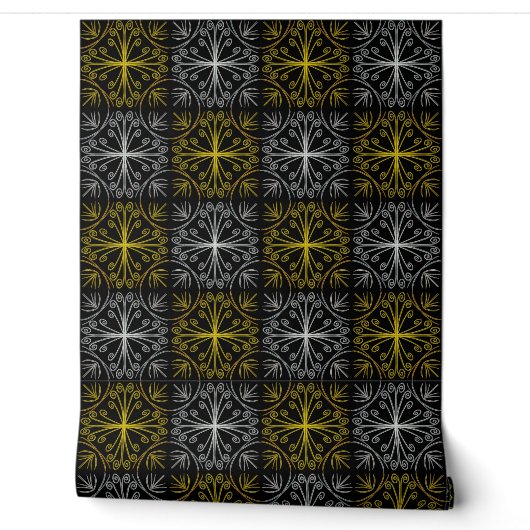 Papier Peint Metallic flower tile abstract (Déroulement)