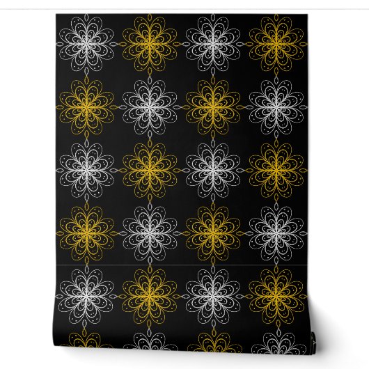 Papier Peint Metallic flower tile gray background (Déroulement)
