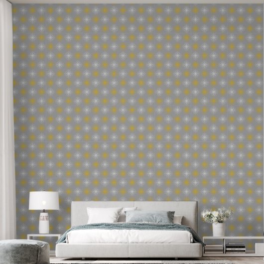 Papier Peint Metallic flower tile gray background (Chambre à coucher)