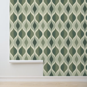 Papier Peint Mi-Siècle Moderne Sage Vert Ellipse Ovals