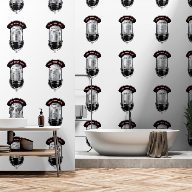 Papier Peint Microphone Sur L'Air Couleur Personnalisée Blanc (Salle de bain)