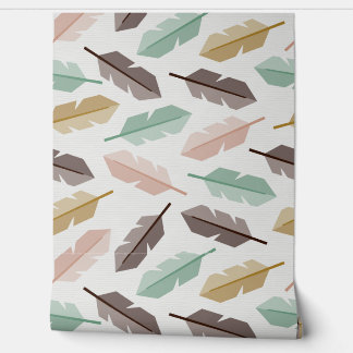 Papier Peint Mid-Century Modern Retro Feathers Wallpaper