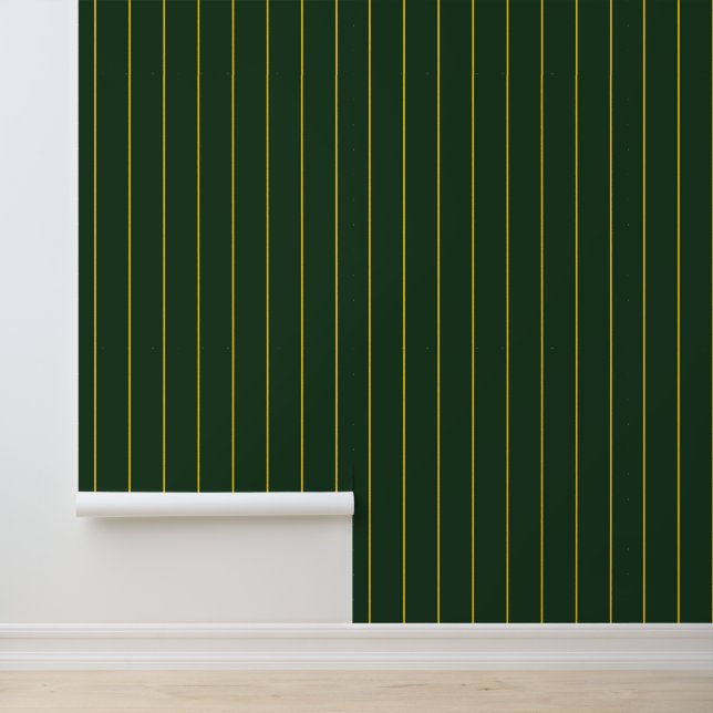 Papier Peint Midnight Forest Green Pinstripes (Application)