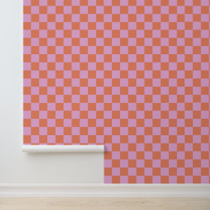 Papier Peint Mignon Amusant Moderne Damier Corail Rose Géométri