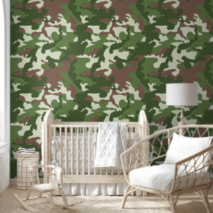 Papier Peint mignonette garçons carrelé camo vert pépinière