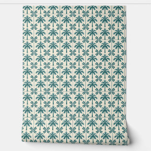 Papier Peint Mini d'évasion de palme tropicale - Vert, Beige -
