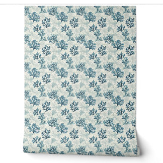 Papier Peint Mini Whispers de fougères de mer - Turquoise, blan
