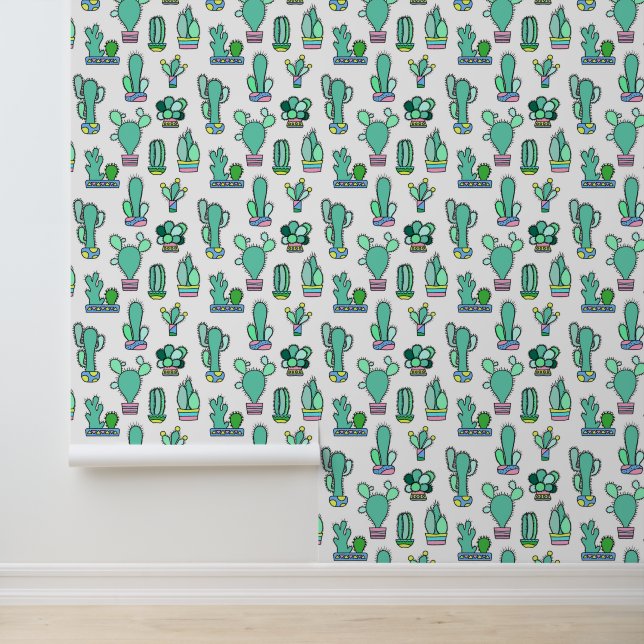Papier Peint Mint Green Cactus & Succulent Plant (Application)
