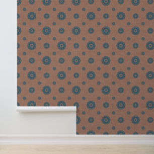 Papier Peint Mocha Mousse Fleurs Turquoises Texture bohème