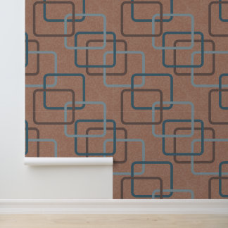 Papier Peint Mocha Mousse Turquoises Carrés géométriques rétro