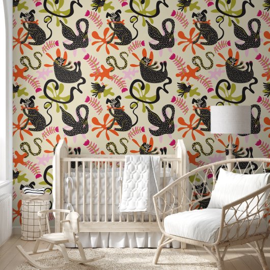 Papier Peint Mod Abstract Primitive Cats & Dogs Pattern (Enfants)