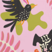 Papier Peint Mod Abstract Primitive Cats & Dogs Pattern pink (Couture)