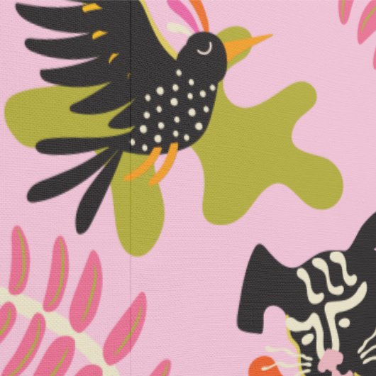 Papier Peint Mod Abstract Primitive Cats & Dogs Pattern pink (Couture)