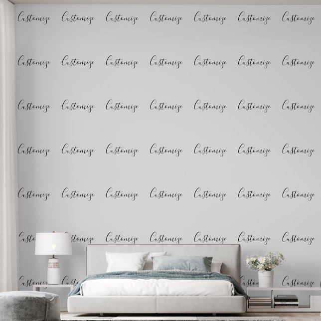 Papier Peint Modèle de texte de script moderne éditable | Noir  (Chambre à coucher)