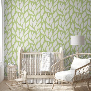 Papier Peint Modèle feuille vert-blanc