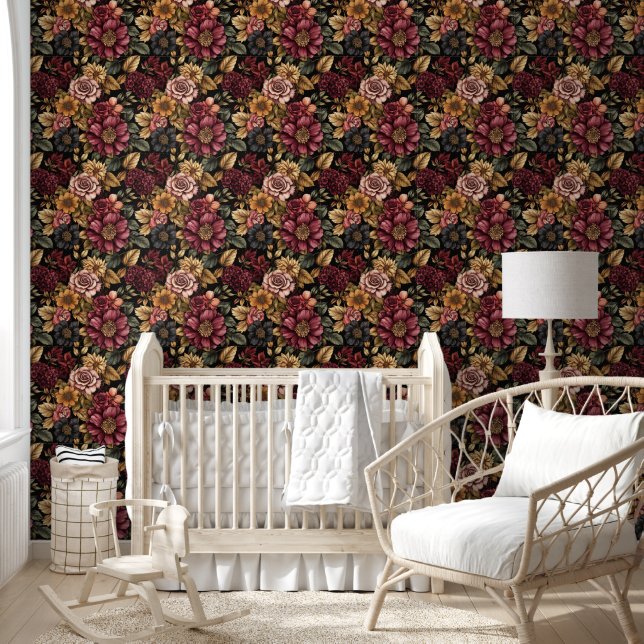 Papier Peint Modèle floral Bourgogne (Enfants)