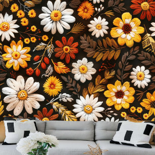 Papier Peint Modèle floral brodé à l'automne
