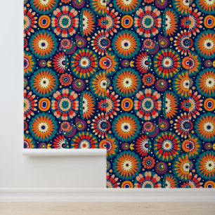 Papier Peint Modèle floral géométrique coloré