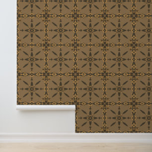 Papier Peint Modèle floral géométrique dans les tons chauds de