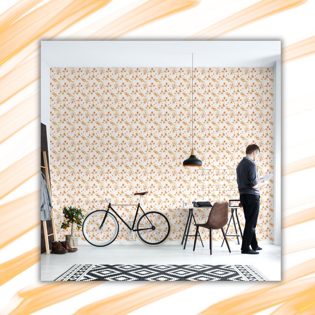 Papier Peint Modèle floral orange simple sur Arrière - plan bla (Créateur téléchargé)