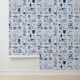 Papier Peint Modèle technologique Abstrait Doodle Motif