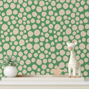 Papier peint moderne à points abstraits vert crème