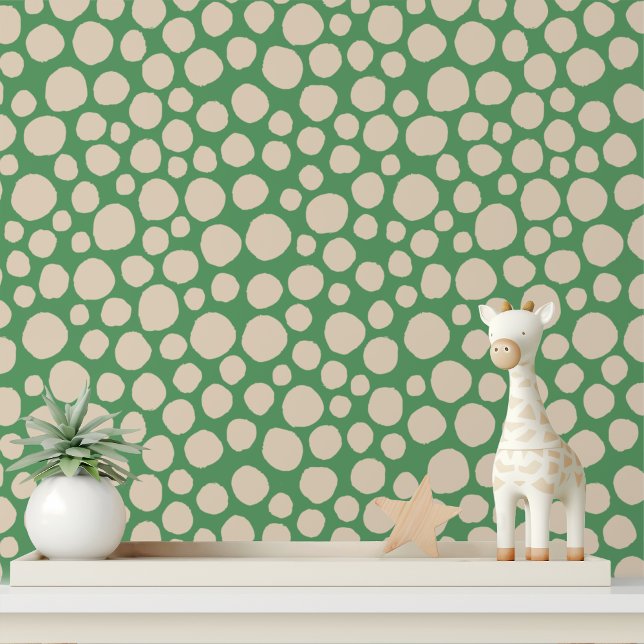 Papier peint moderne à points abstraits vert crème (Créateur téléchargé)