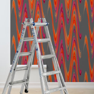Papier Peint Moderne autocollant gris orange motif zig-zag