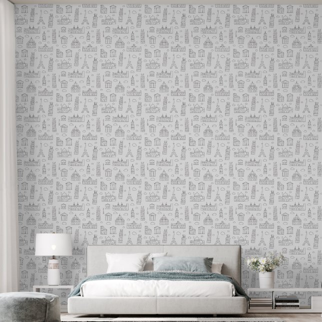 Papier Peint Moderne et élégant monuments européens Wallpaper (Chambre à coucher)