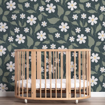 Moderne Ferme Fleur de Marguerite Bleu foncé Vert