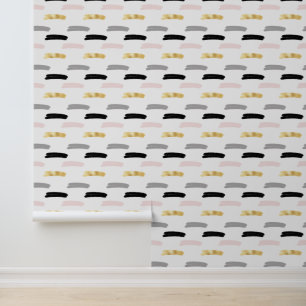 Papier Peint Moderne Gras, Design en ligne, Rose Gris Or Noir