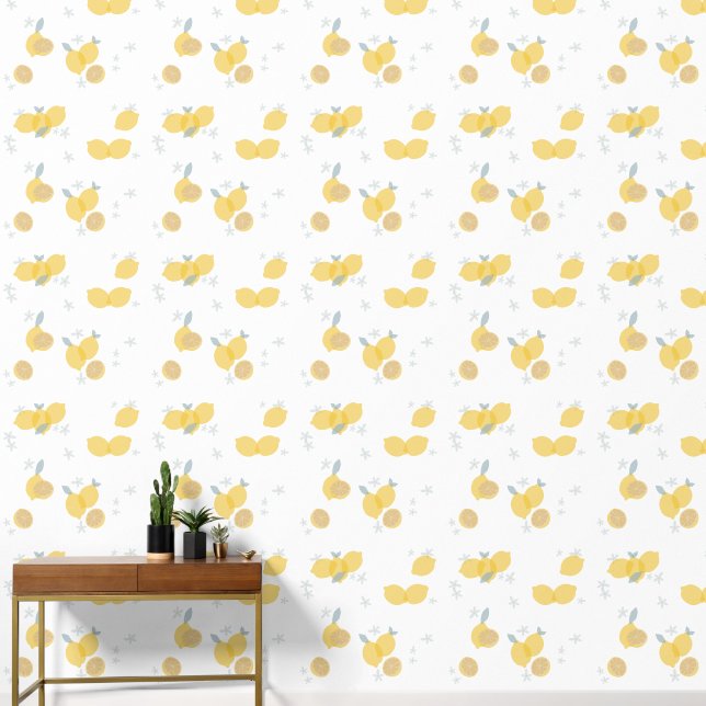 Papier Peint Moderne Pastel Citrus Lemons Motif (Couloir)
