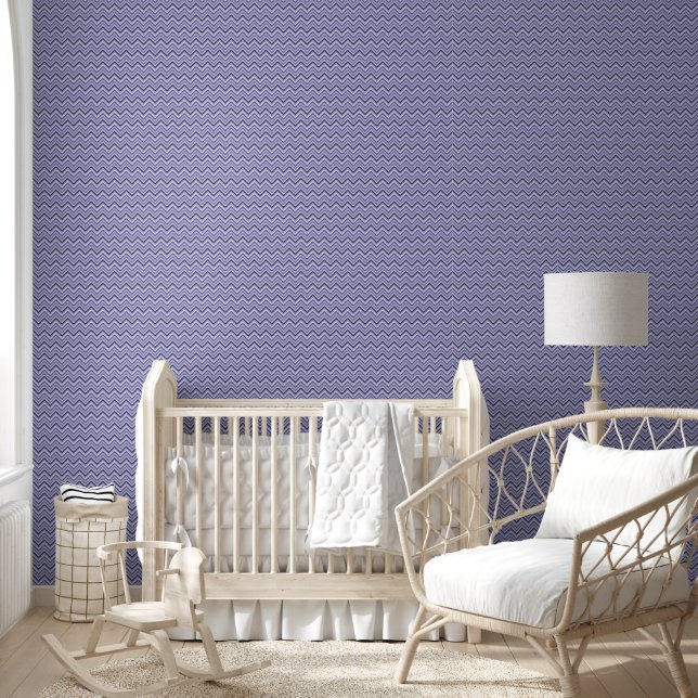 Papier Peint Moderne Rayé Zig Zag Violet (Enfants)