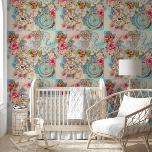 Papier Peint Moderne Retro Victorian Pastel Steampunk Floral