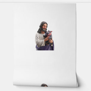 Papier Peint Moo Deng et Jésus Une scène d'amour de la foi et d