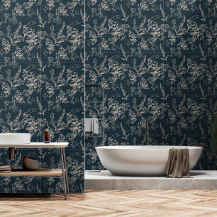 Papier Peint Moody & Romantic Bleu foncé Fleurs sauvages botani