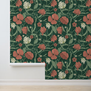 Papier Peint Morris Garden Vert & Rouge