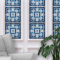 Mosaïque à clé grecque - Marbre bleu et perle