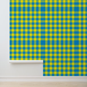 Papier Peint Motif à carreaux et à losanges bleu jaune vert