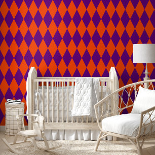 Papier Peint Motif à carreaux Harlequin orange et violet