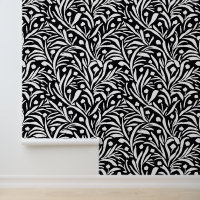Motif à feuilles de fleurs noires et blanches