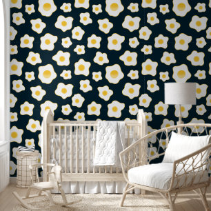 Papier Peint Motif à fleurs aux oeufs frits mignons