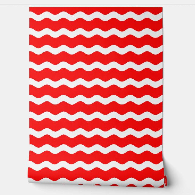 Papier Peint Motif à rayures Rac Rouge Wavy (Déroulement)